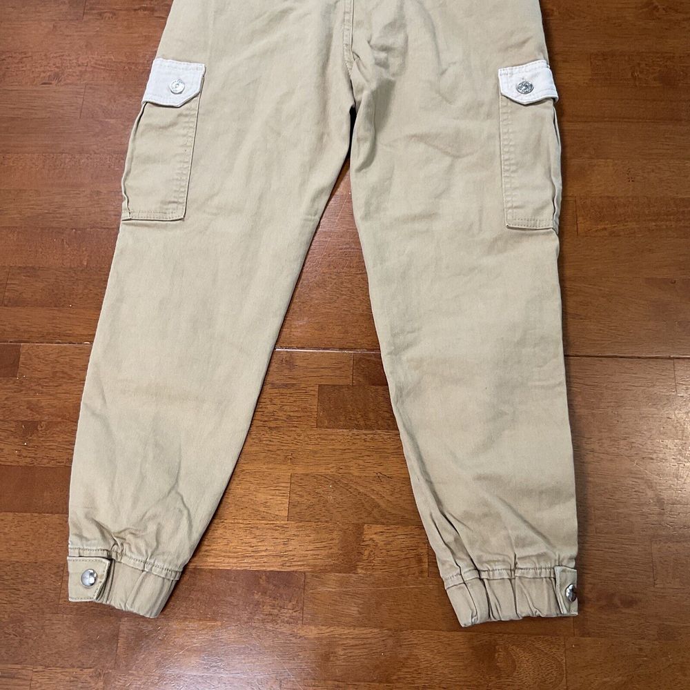 Bershka Women's Cargo Pants Size 4 Tan/Khaki 100% Cotton Cinched - Picture 8 of 9